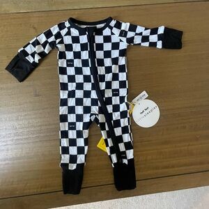 Little Sleepies Black and White Checkered Footies